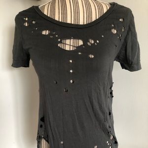 Stylish gray ripped T-shirt